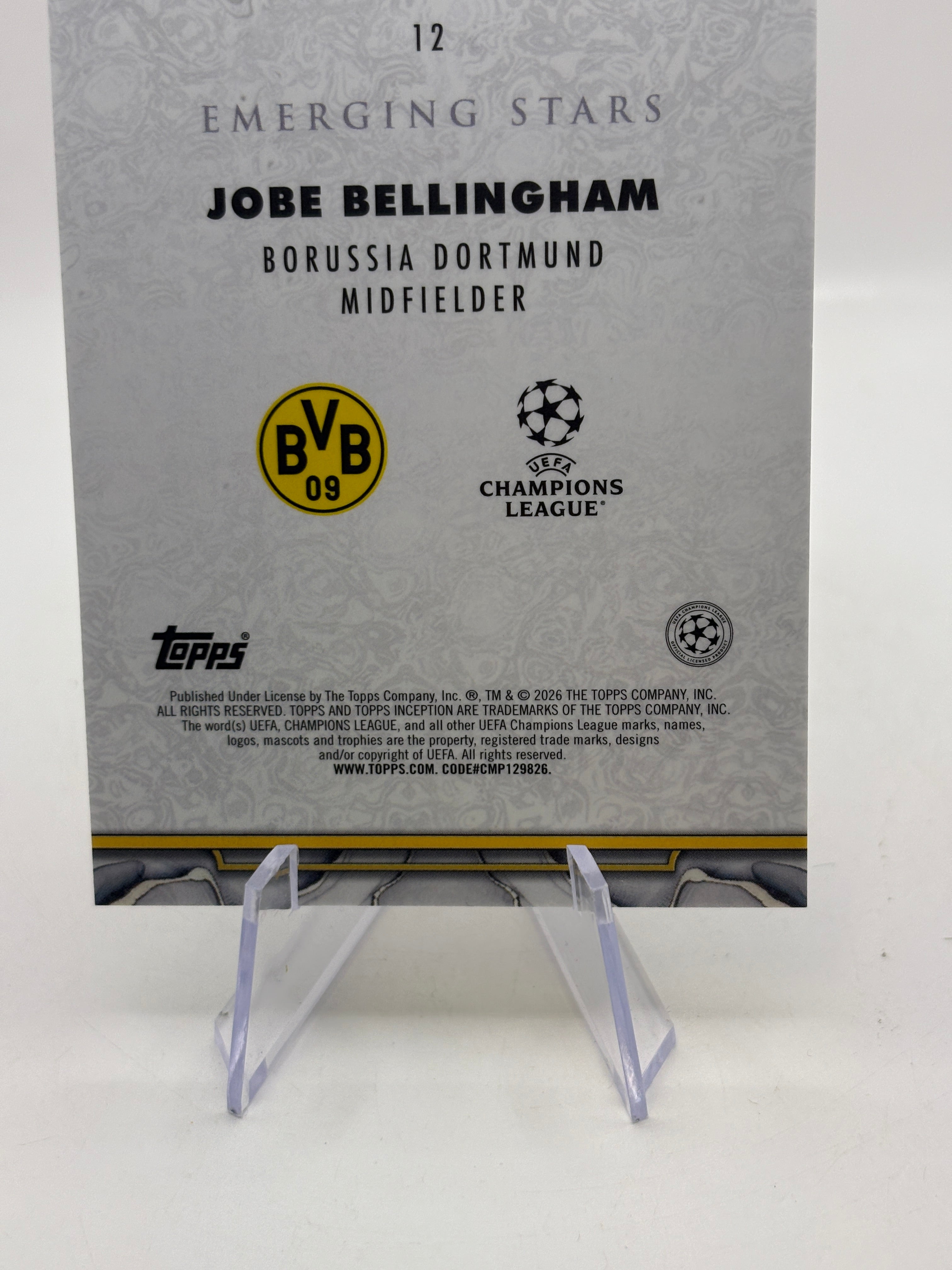 Jobe Bellingham 2025-26 Topps Inception UCC Emerging Stars Green Foil RC /99 #12